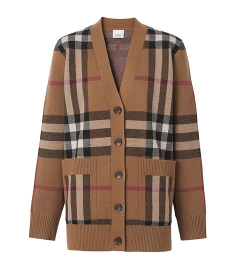 burberry check cashmere cardigan